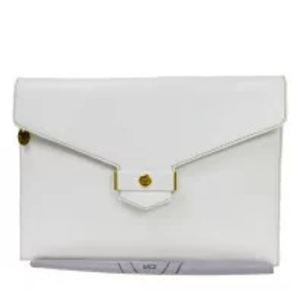 Christian Dior Clutch Bag White Leather